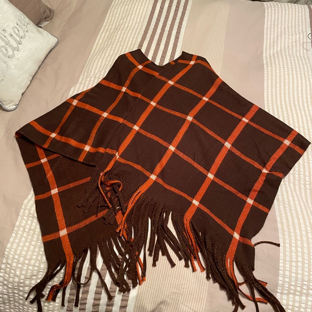 Arianna by Howard’s plaid fall shawl/poncho
